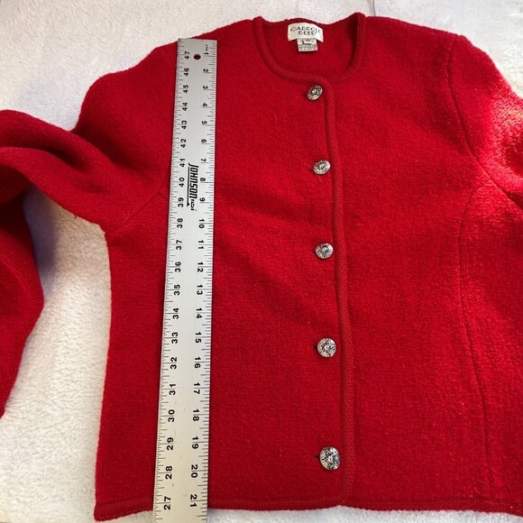 Vintage Carroll Reed Boiled Wool Sweater Size 10 Button Up Jacket Cardigan Red - Picture 8 of 9